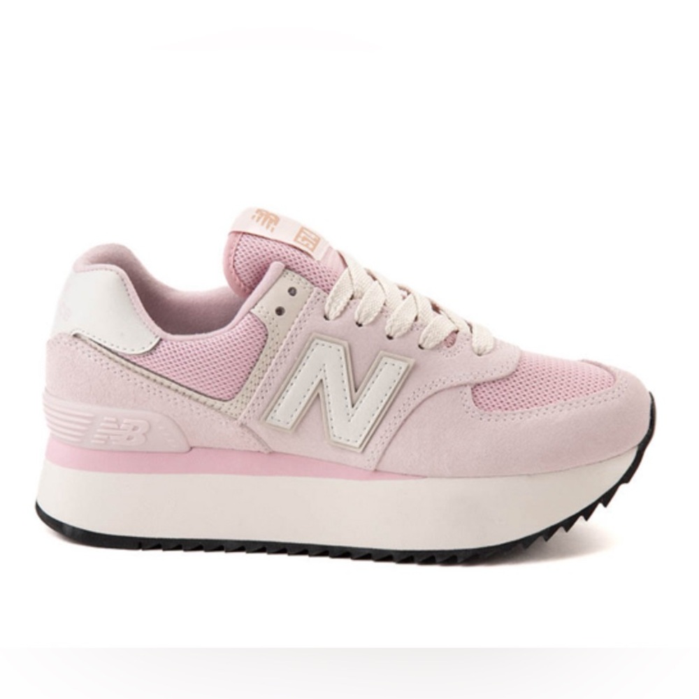New Balance 574+ Athletic Shoe - Mid-Century Pink / Pink Granite / Linen Womens - Picture 2 of 6
